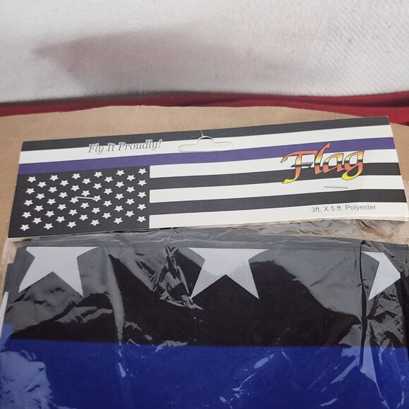 Fly it Proudly Black Blue and White Poly Police Blue Line Flag Size 3ft x 5ft - Picture 3 of 16